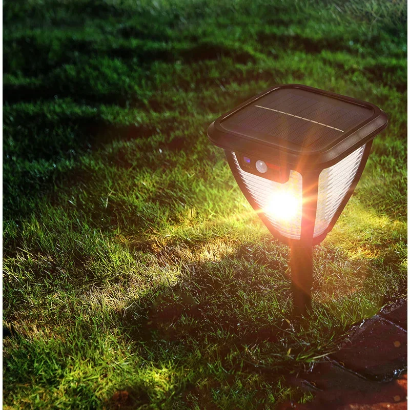 Impermeável Solar Luzes LED com Sensor de Movimento, Lâmpada de parede exterior, Street Light, Jardim e Lawn Decoração, Retro e lâmpada impermeável, 100 Leds