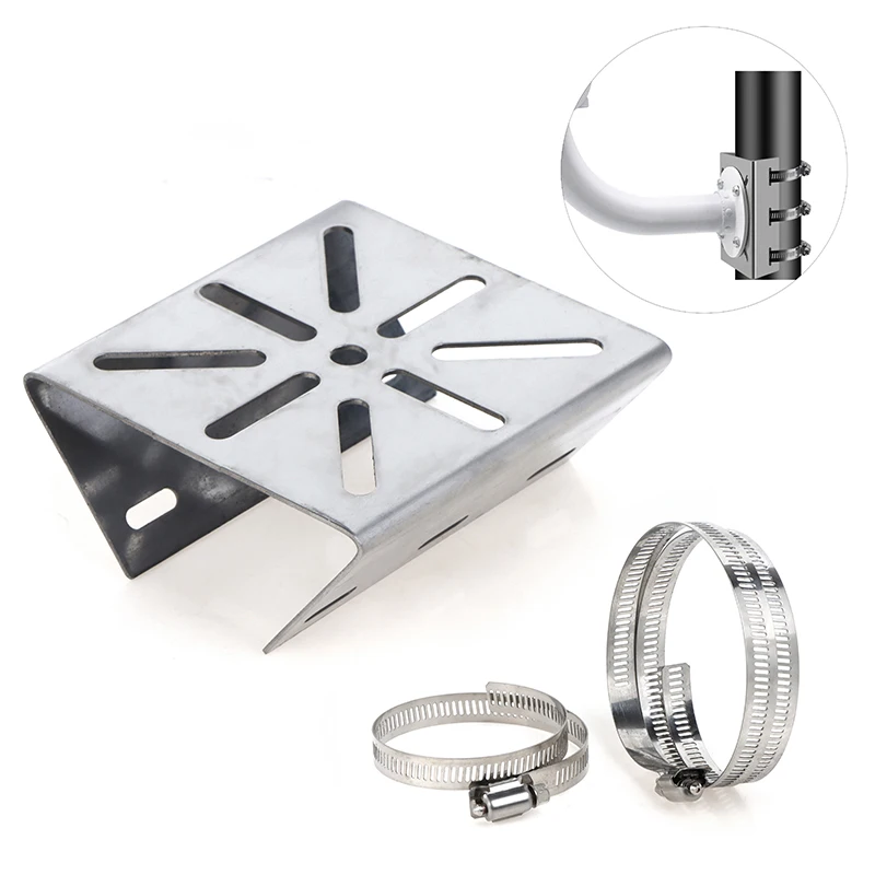 1 Set For Outdoor Pole Monitoring Bracket Univsesial Adapter Plate 100/200mm Long Hoop With Stainless Steel Camera Mount Panel