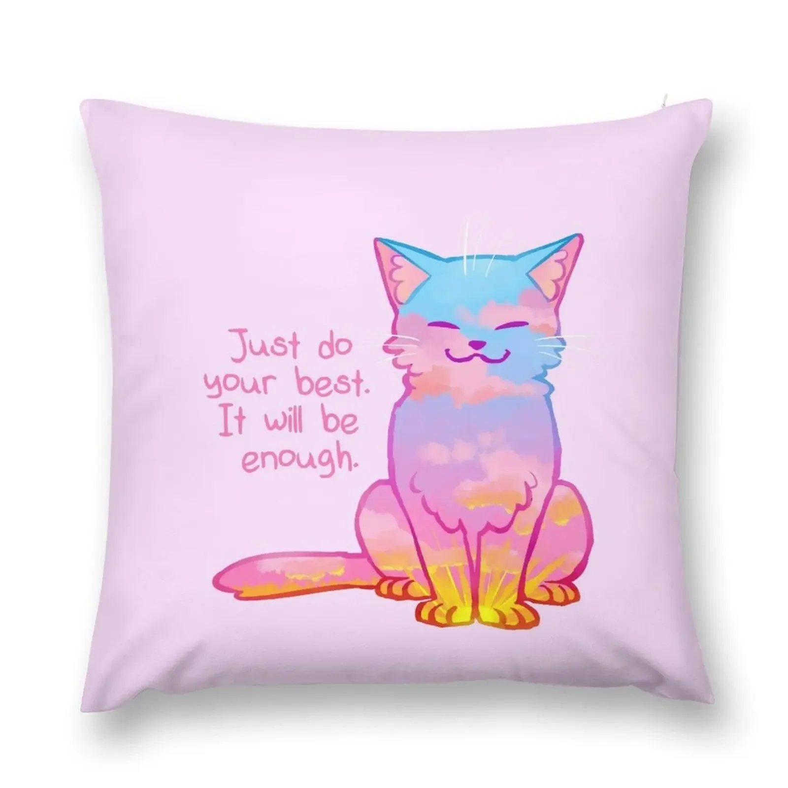 Your Best Is Enough Sunset Cat Throw Pillow Decorative Pillow Covers For Sofa pillow cover christmas