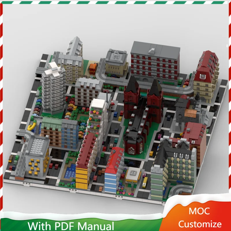 

7166 шт. Moc, средневековый роскошный городской сцены, архитектурный строительный блок, индивидуальный сборка «сделай сам», детские игрушки, подарки на день рождения