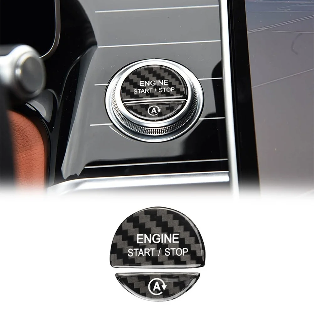 Carbon Fiber Engine Stop Button Sticker Trim Cover For Mercedes C Class For S Class 2022 2023 2024 #2025 Ignition /Switch