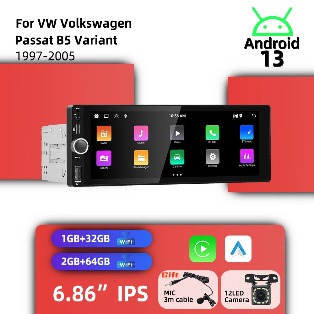 6.86" 1 Din Car Mul…