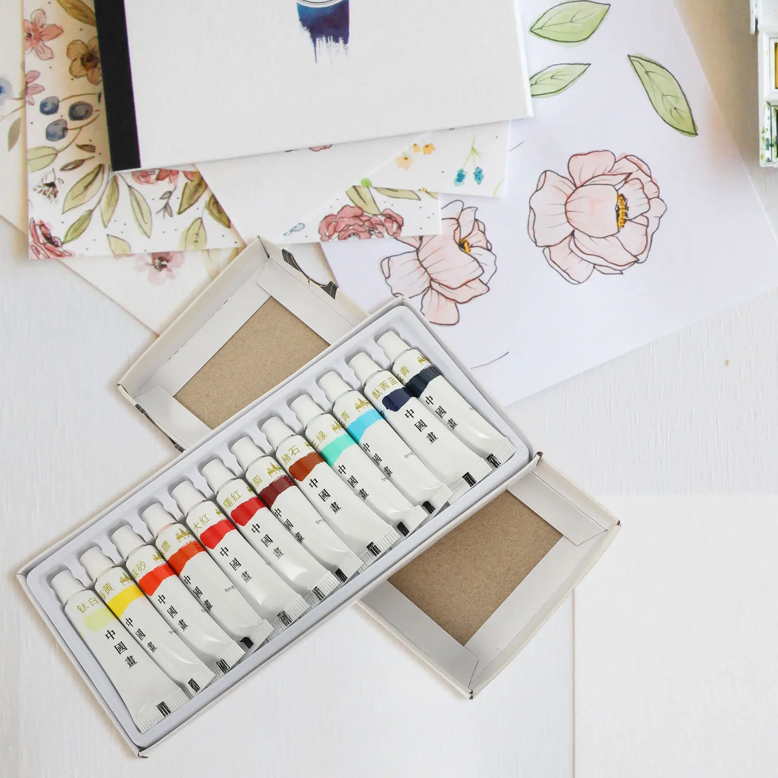 1Set High-Quality Colorful Pigment Set for Chinese Painting Ink Landscape Art Portable Lightweight Eco-Friendly Material