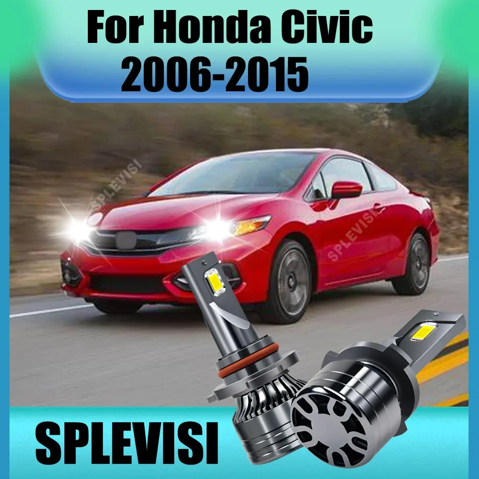 LED Headlight 180W Hi Power Turbo Lamp Crystal Clear Upgraded For Honda Civic 2006-2015 2007 2008 2009 2010 2011 2012 2013 2014
