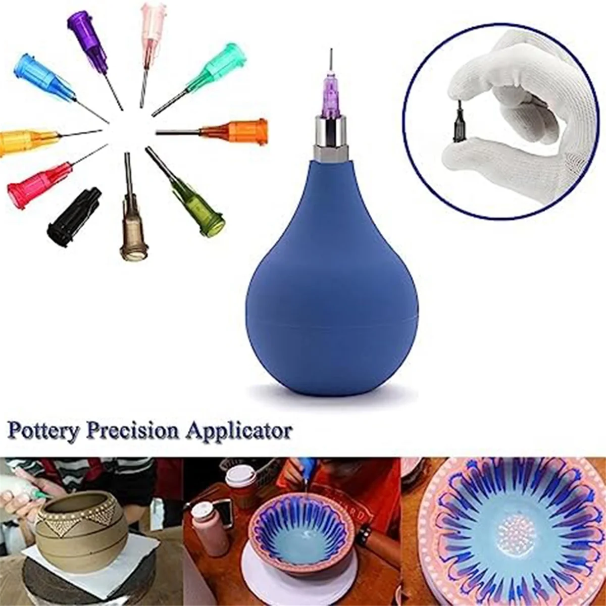 Ceramic Precision Tip Applicator Bottle for Pottery Glaze Sliding Tail Pottery Glaze Squeeze Bottle for Clay Supplies