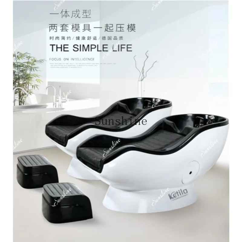 High-end barber shop shampoo bed hair salon special fiberglass semi-lying, ceramic basin flushing  FT