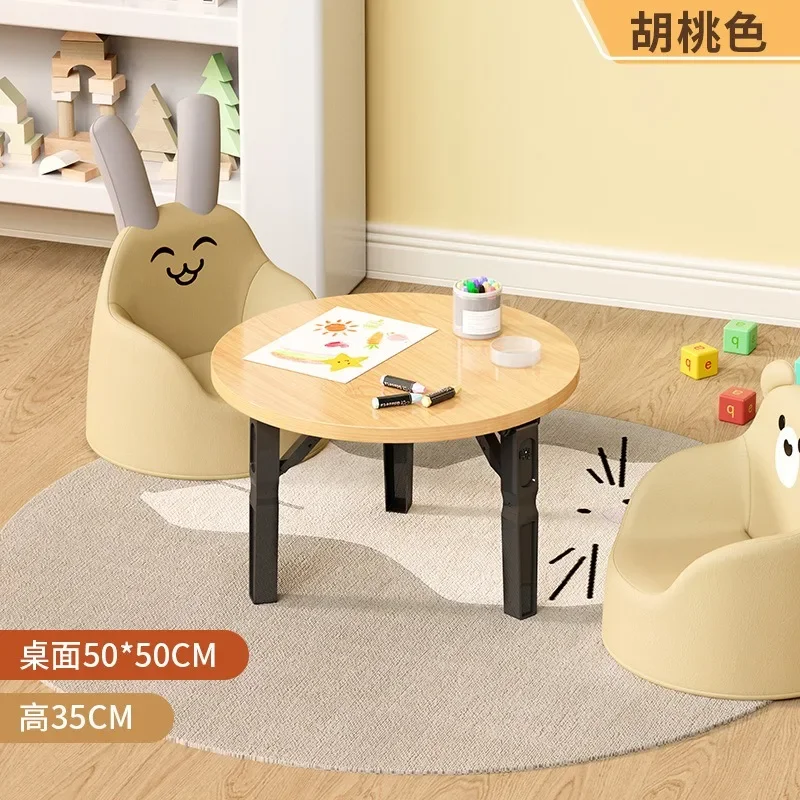 Round foldable living room bedroom bay window small coffee table bed study work low table small table portable
