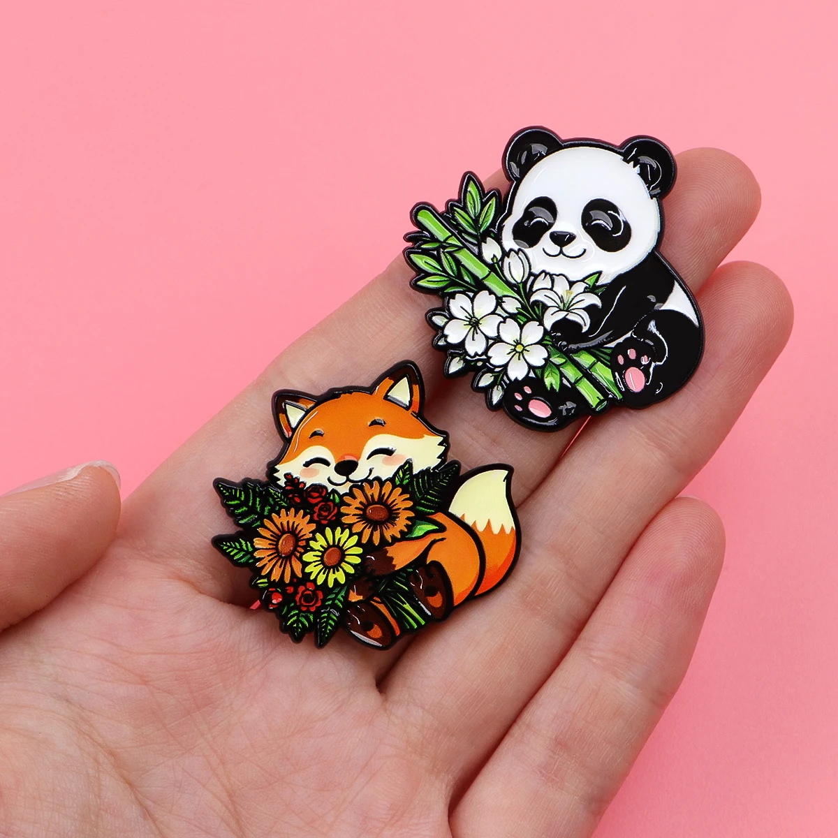 Cute Animal Enamel Pin Cartoon Cat Badge On Backpack Lapel Pins Panda Brooches for Jackets Cosplay Accessories Gift Toys - view 5