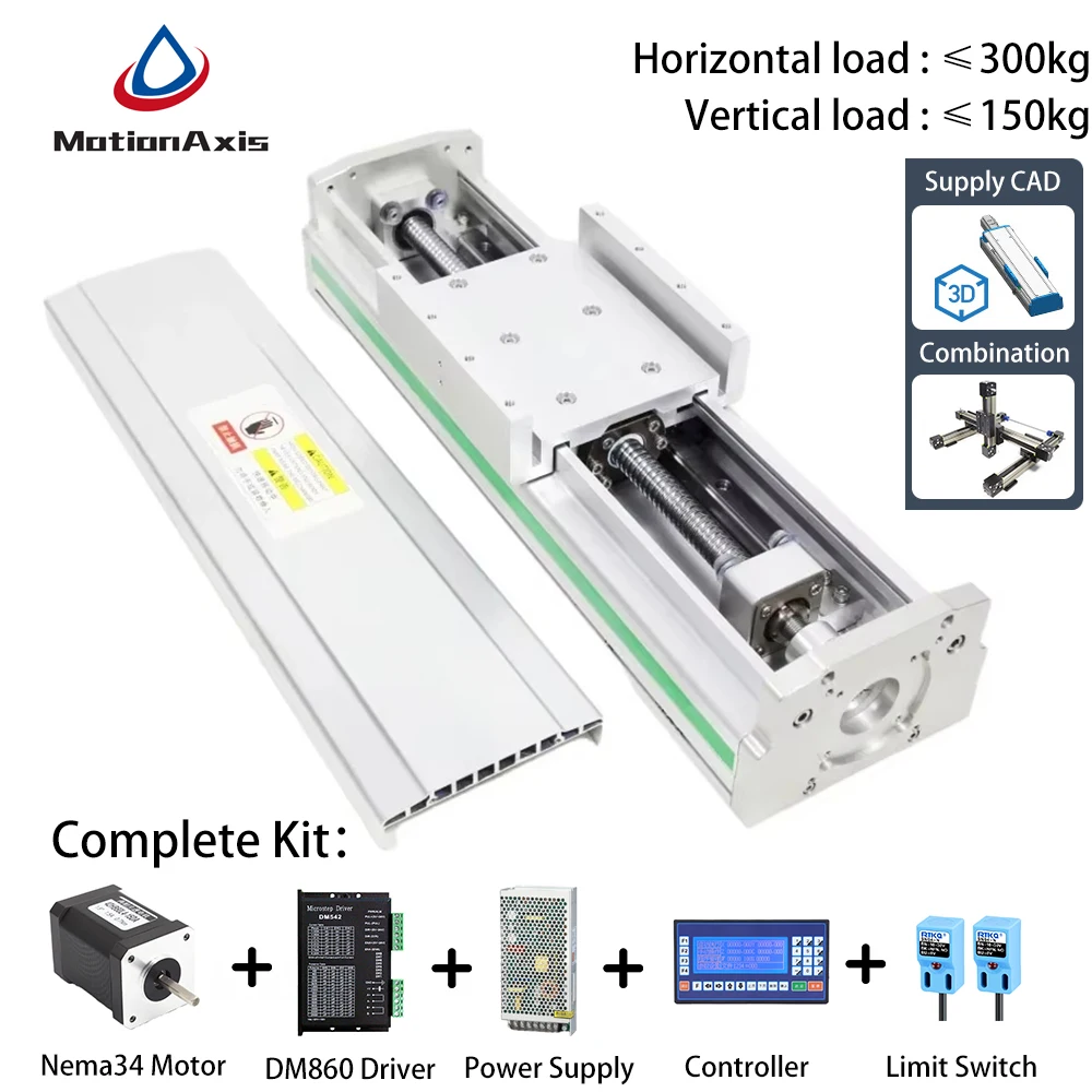 Precision Ball Screw CNC Linear Guide Shaft Actuator Module Position Slide Table Rail Motion 86 Stepper Motor Heavy Load Hgr20