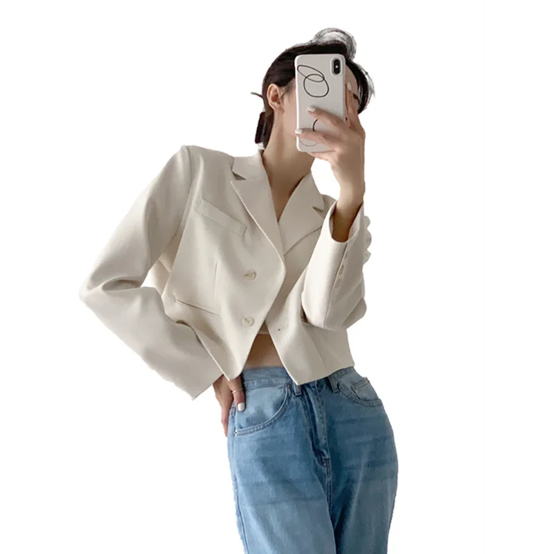 Blazer Woman Offer Back Slit Design Coats Casual Fashion Loose Koreans Streetwear Chic Long Sleeve All Match New Suit Tops