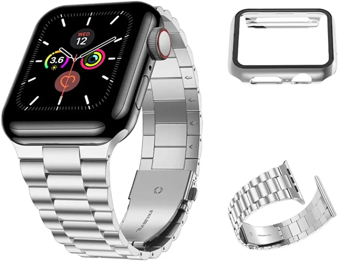 Корпус ПК + металлический ремешок для Apple Watch 9 8 7 45 мм 41 мм, однотонный металлический браслет для iWatch 6 5 4 SE 3 44 мм 40 мм 42 мм, аксессуары для крышек