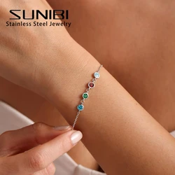SUNIBI Personalized Birthstone Bracelet DIY Multiple Birthstone for  Jewelry for Women Birthday Gift Dropshipping Wholesale