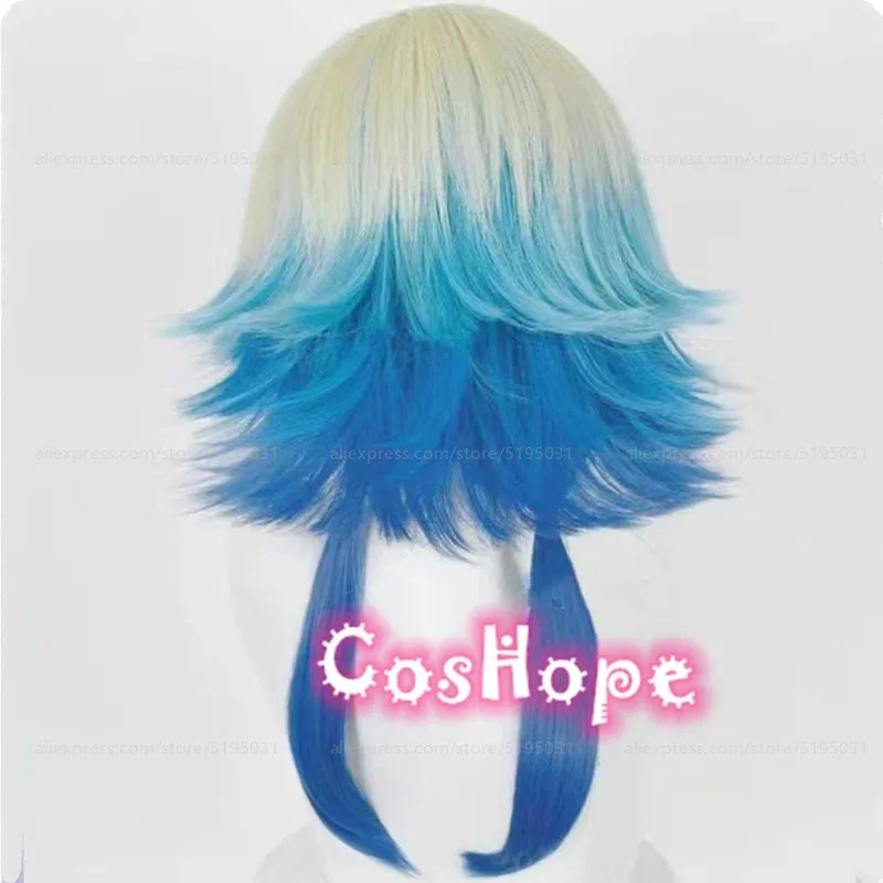 마이클 카이저 코스프레 가발 옐로우 블루 그라데이션 가발 코스프레 애니메이션 코스프레 가발 내열성 합성 가발