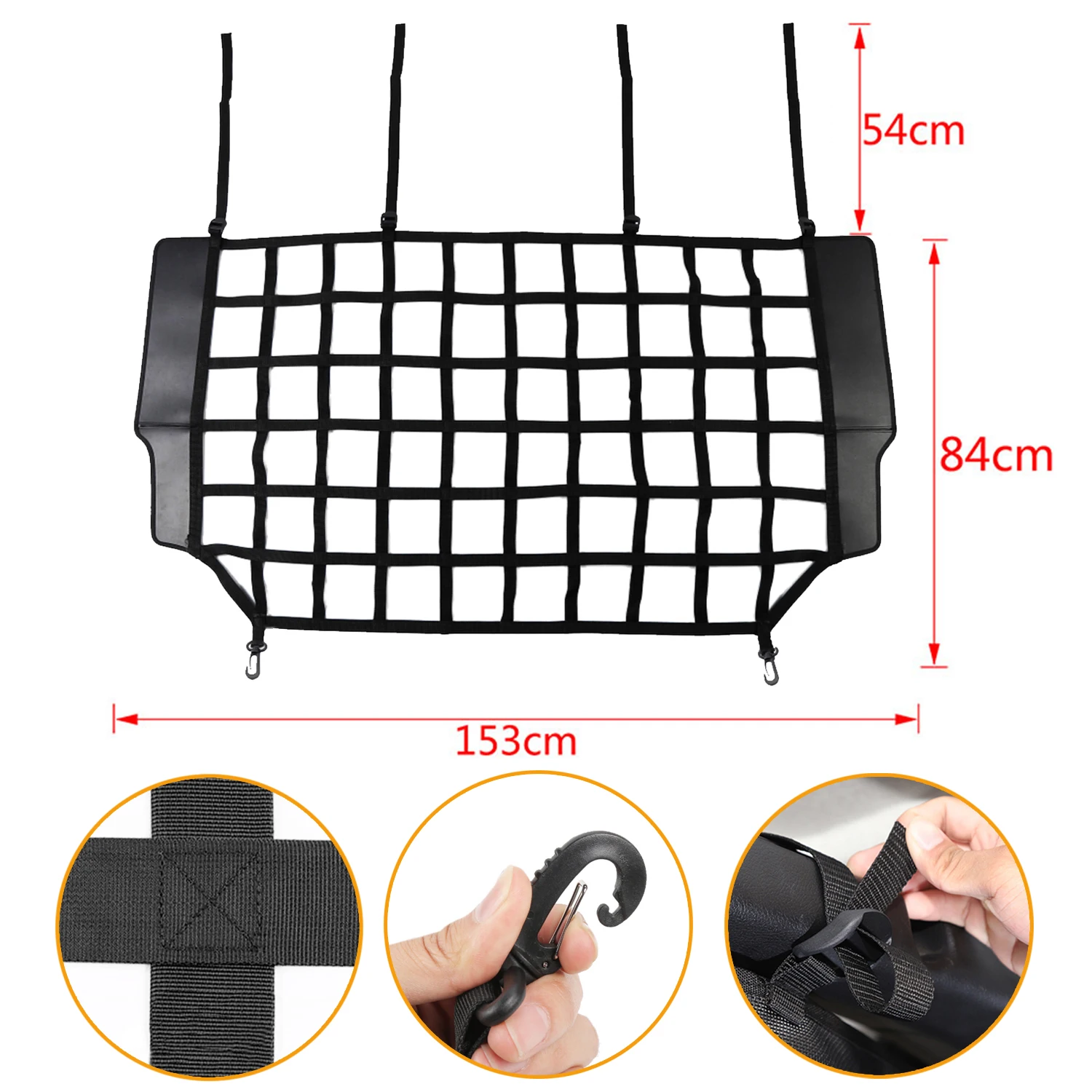 Car Trunk Cargo Isolation Network Pet Safety Mesh 4Door for Jeep Wrangler JK JL Gladiator JT 2007-2023 Interior Accessory Black