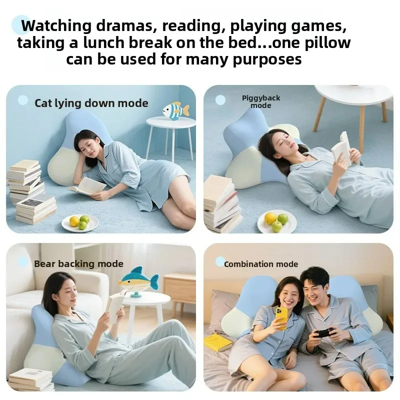 Multifunctional Memory Foam Pillow 3-in-1 Back Support Lumbar Cushion Leg Elevation Pillow for Bed Reading Gaming