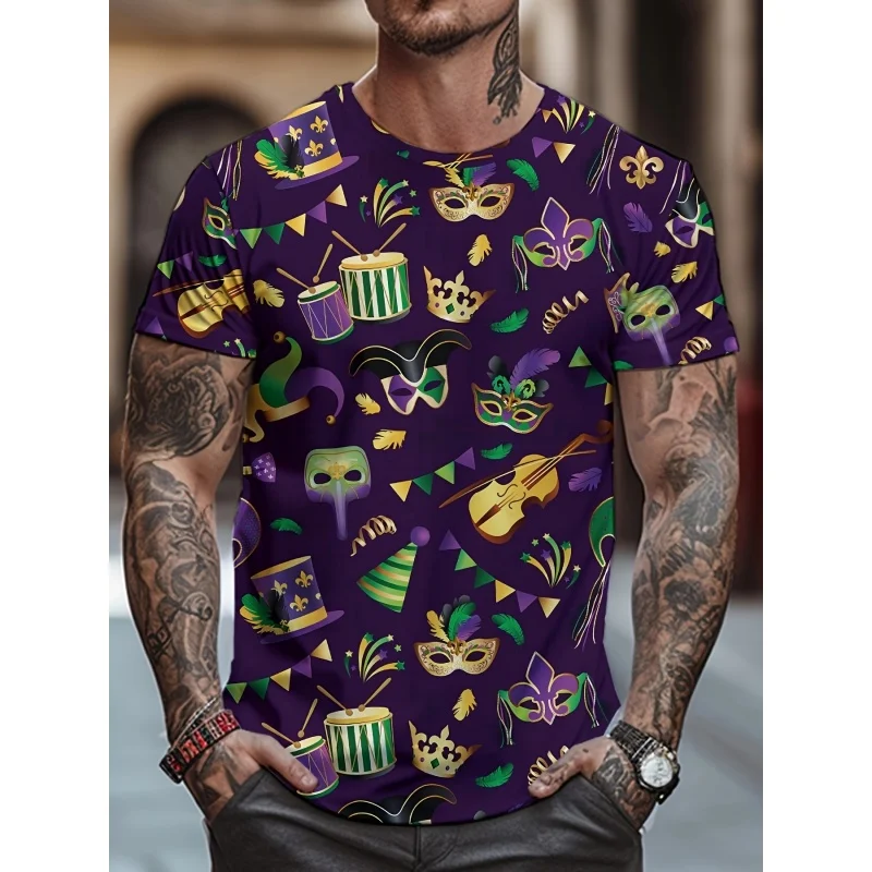 3D Printed Brazil Carnival T-Shirt For Men Women Fun Celebration Pattern Tees Summer Loose Round Neck Tops Short Sleeve T Shirts