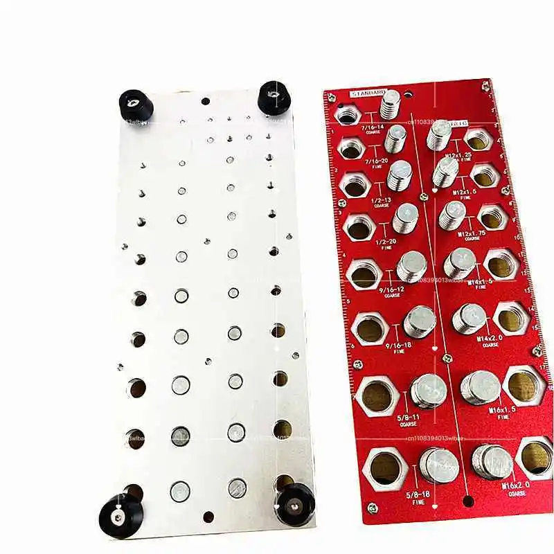 2 in 1 Nut and Bolt Thread Checker 38 Holes Bolt Size Thread Identifier Gauge Standard Metric Bolt Nut Gauge ,검사용나사게이지