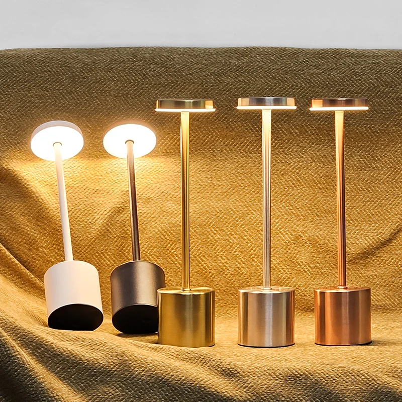

Simple LED Rechargeable Touch Metal Table Lamp Three Colors Bedside Cordless Desk Lamp Bar Outdoor Decoration Led Night Light