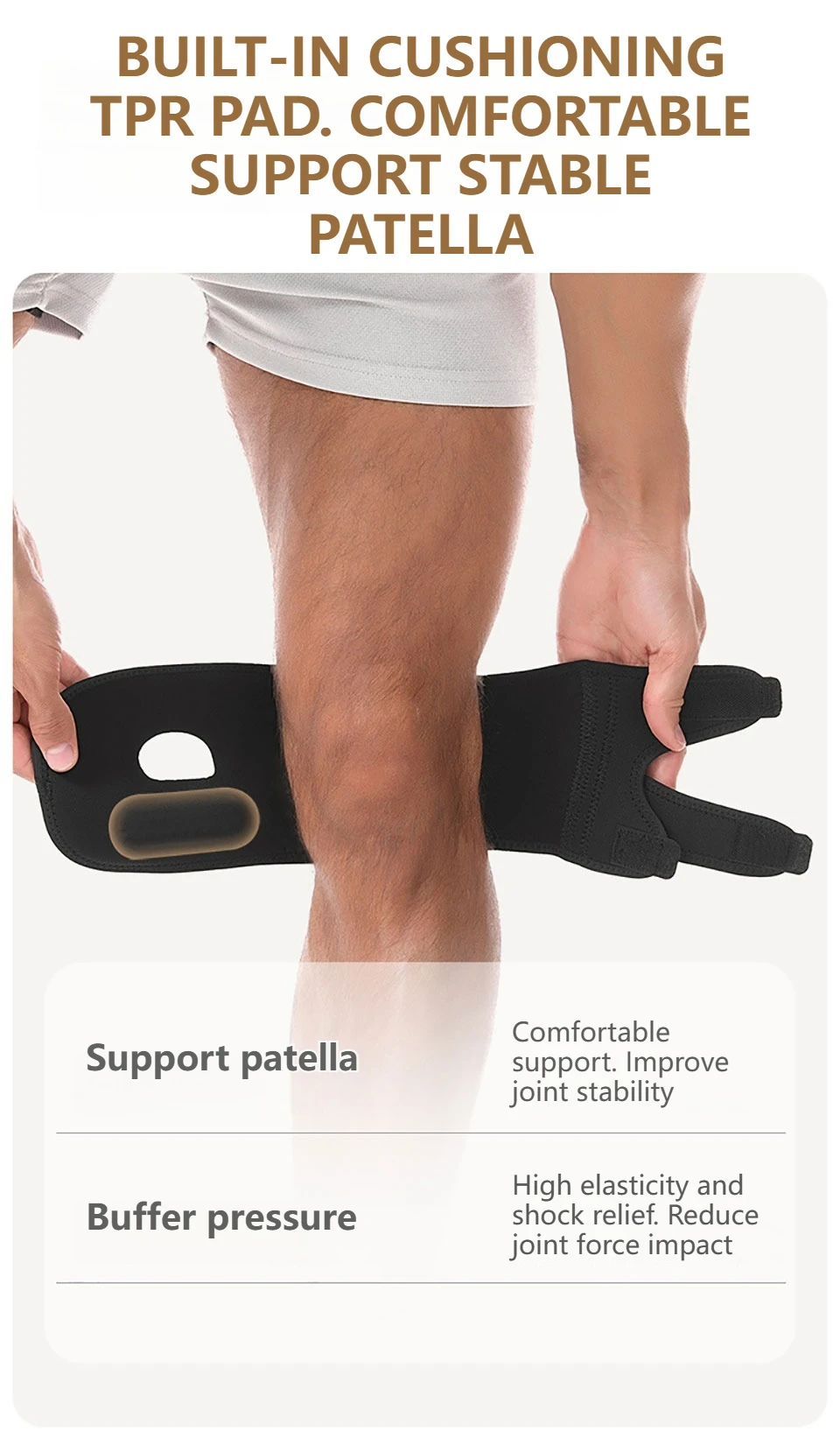AOLIKES 1 Stück Neue Kniescheiben-Sehnenstütze für Damen & Herren, Verstellbare Kniebandage mit Gelkissen & Seitenstabilisatoren – Detail 12
