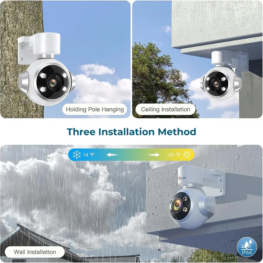 4K 8MP IP ポー PTZ セキュリティカメラ パンチルト 人間の検出 屋外監視カメラ 色 ナイトビジョン 自動追跡 CCTVカメラ Icsee