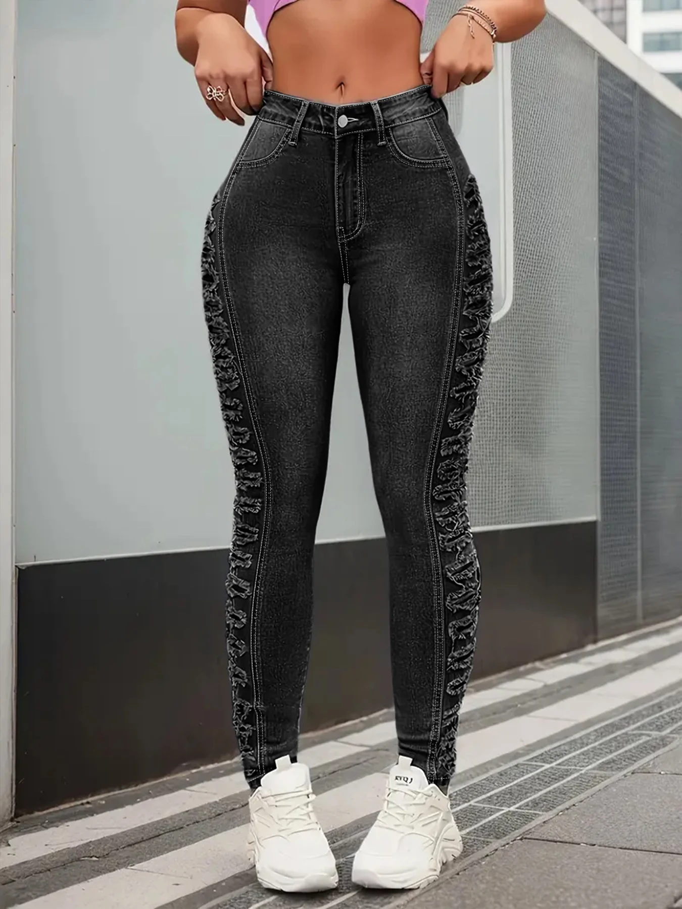 

Женские джинсы скинни больших размеров со стразами и высокой талией, пышные брюки в стиле ретро с подтяжкой ягодиц, узкие джинсовые брюки большого размера