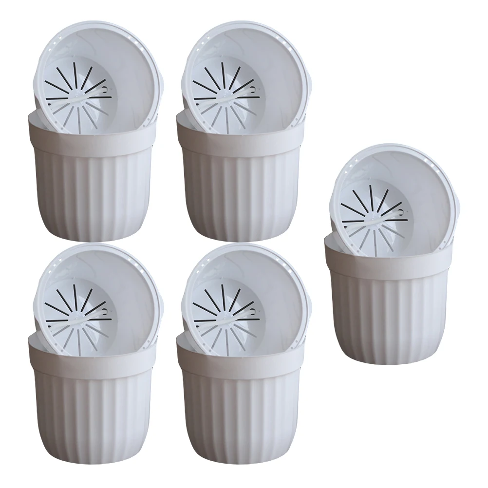 

5 White Plastic Flower Pots Automatic Water Absorbent Planter Breathable Drought Resistant Resin Plant Container
