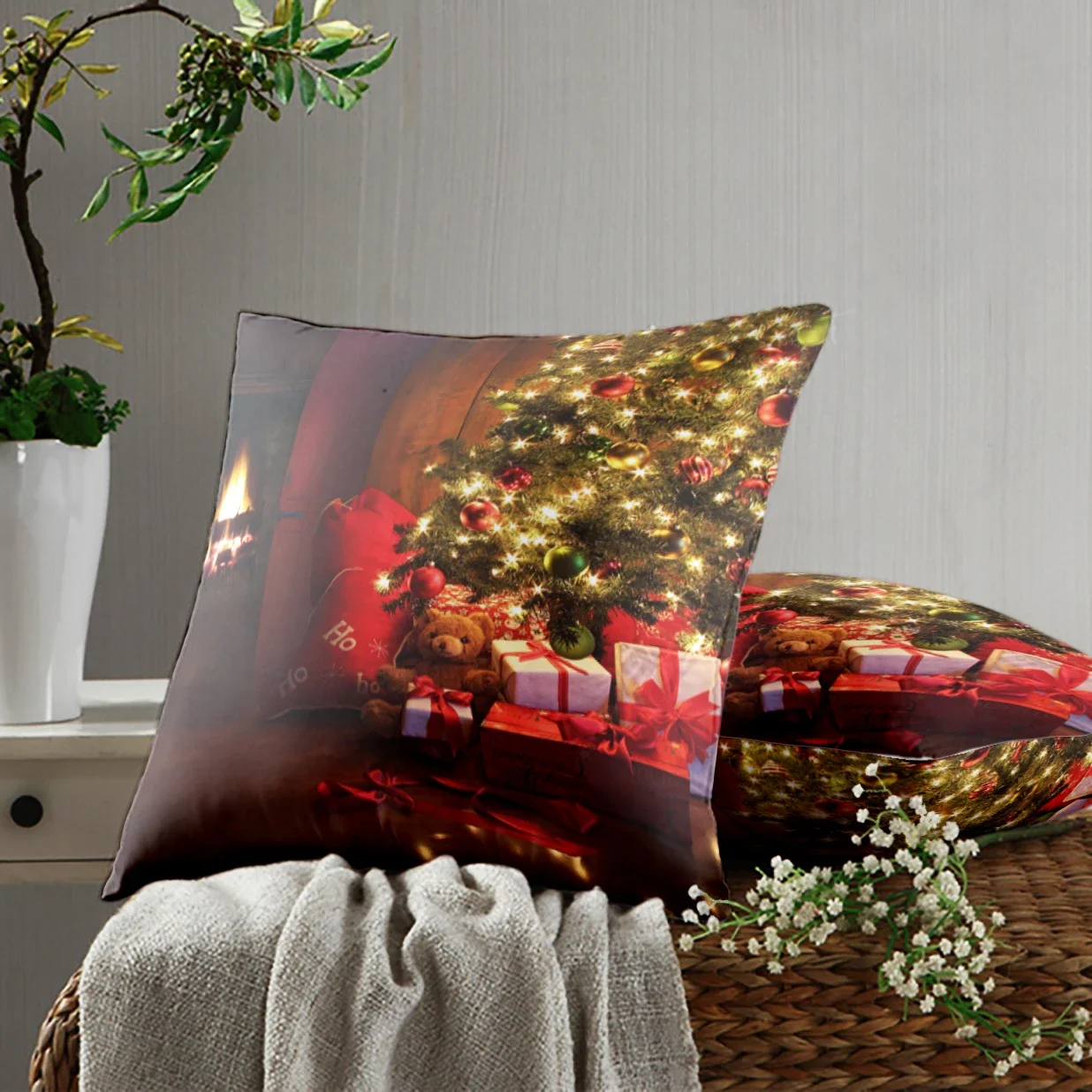 Home Decoration Christmas Print Poly Poly Poetry Cushion Cushion Cushion Cushion Christmas Decoration Cushion funda de almohada