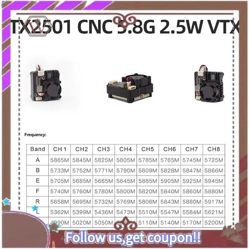 ABBG-TX2501 5G/5.8G 2.5W VTX 56CH FPV جهاز إرسال الفيديو قابل للتعديل FPV VTX 9-26V لطائرة FPV طويلة المدى RC بدون طيار