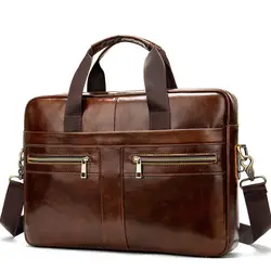 Bolso para hombre, maletín de cuero genuino para portátil 14, bolso de mensajero para hombre, portafolio de negocios para documentos A4, abogado/Oficina