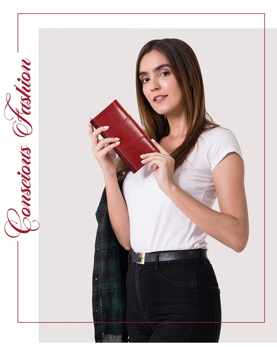 KAVIS 100% Echtes Leder Frauen Geldbörsen Lange Mit Handy Halter Weibliche Handliche Brieftasche Für Mädchen Dame Geld Tasche – Detail 2