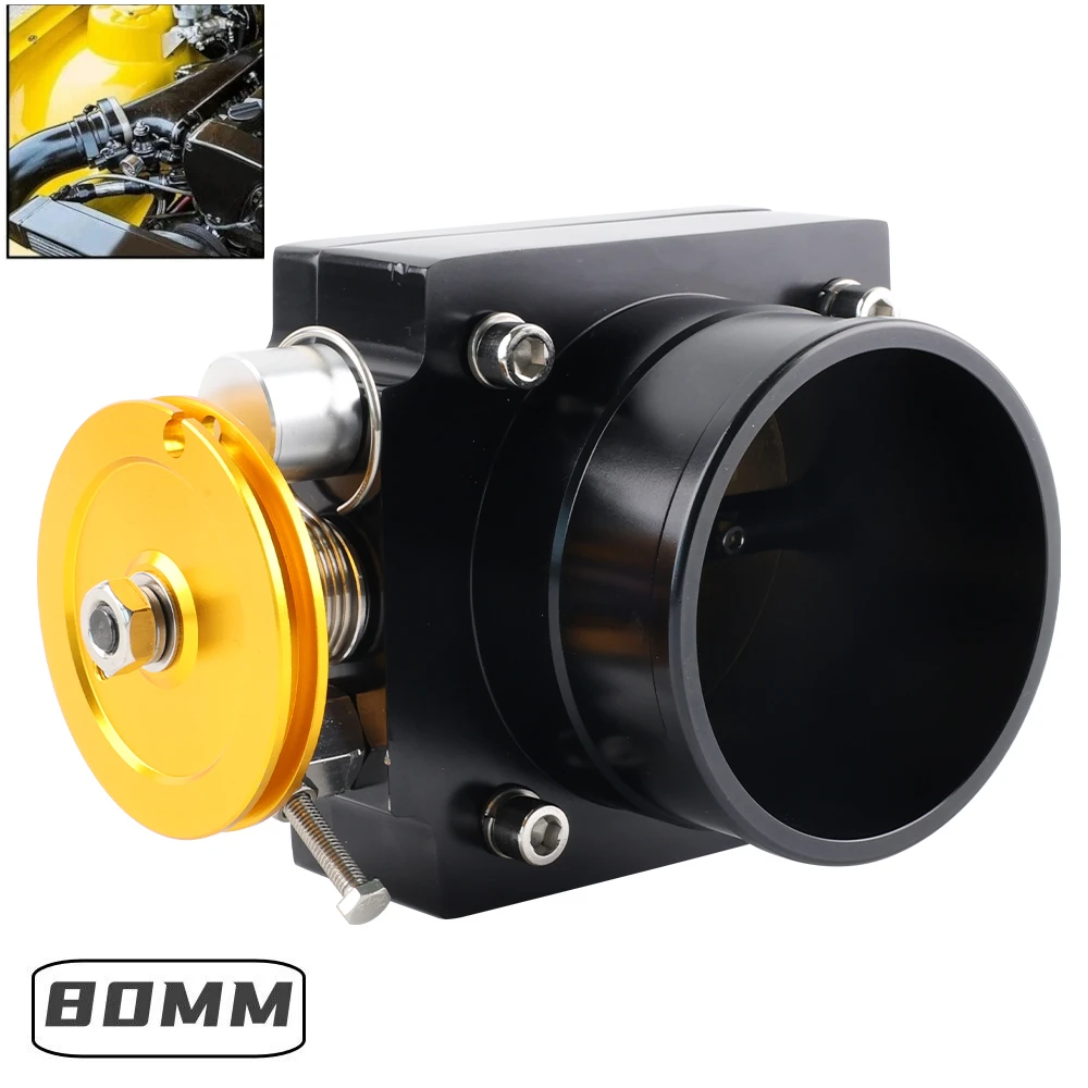 80MM High Flow Intake Aluminum Manifold Billet Throttle Body Black For 3 Inch Mustang Honda Engine Air Intake System Parts