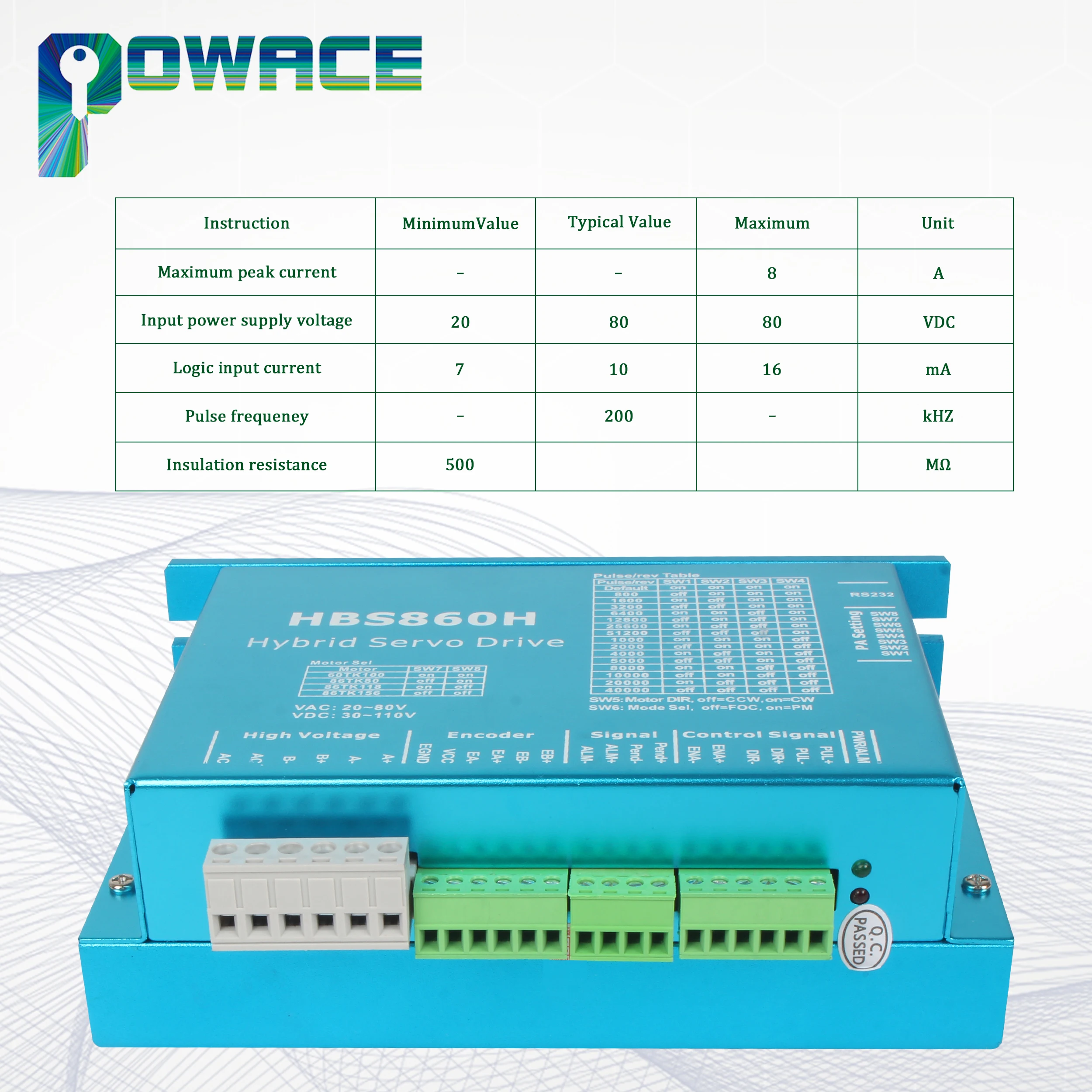 

2HSS86 0-200 кГц 6,0 А 8,0 А гибридный драйвер серводвигателя для двигателей с замкнутым контуром Nema23 Nema24 Nema34