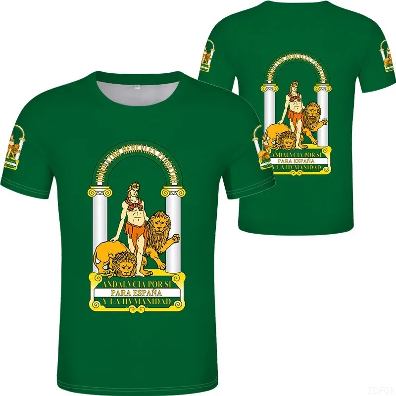 اسبانيا العلم الجرافيك تي شيرت للرجال ثلاثية الأبعاد مطبوعة الإسبانية شعار طباعة تي شيرت ملقة غرناطة الطوطم التي شيرت الملابس النسائية بلايز