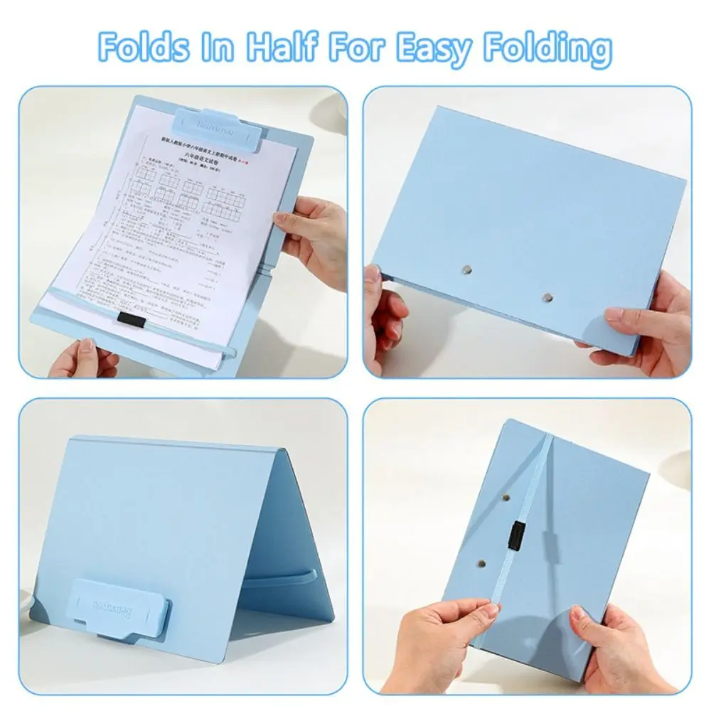 1pc Portable PP A5 Clipboard Folder Foldable with Elastic Strap File Folder Morandi Color Paper Clip Board School Office