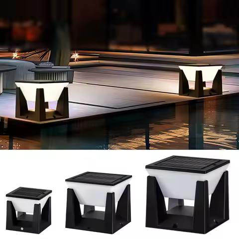 New Solar Fence Deck Cap Lamp Outdoor Solar Post Pillar Lights Waterproof Landscape Column Lighting LED Waterproof Decor Light