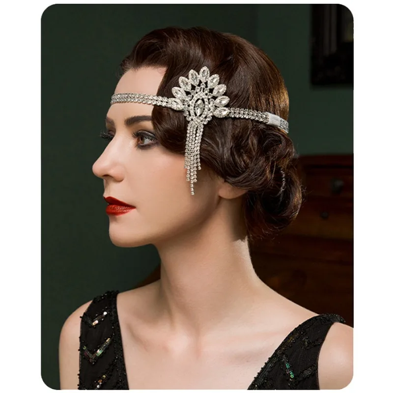 Head Jewelry Flapper Headband Retro Vintage Rhinestone Alloy for The Great Gatsby Cosplay Carnival Women\'s Costume Jewelry