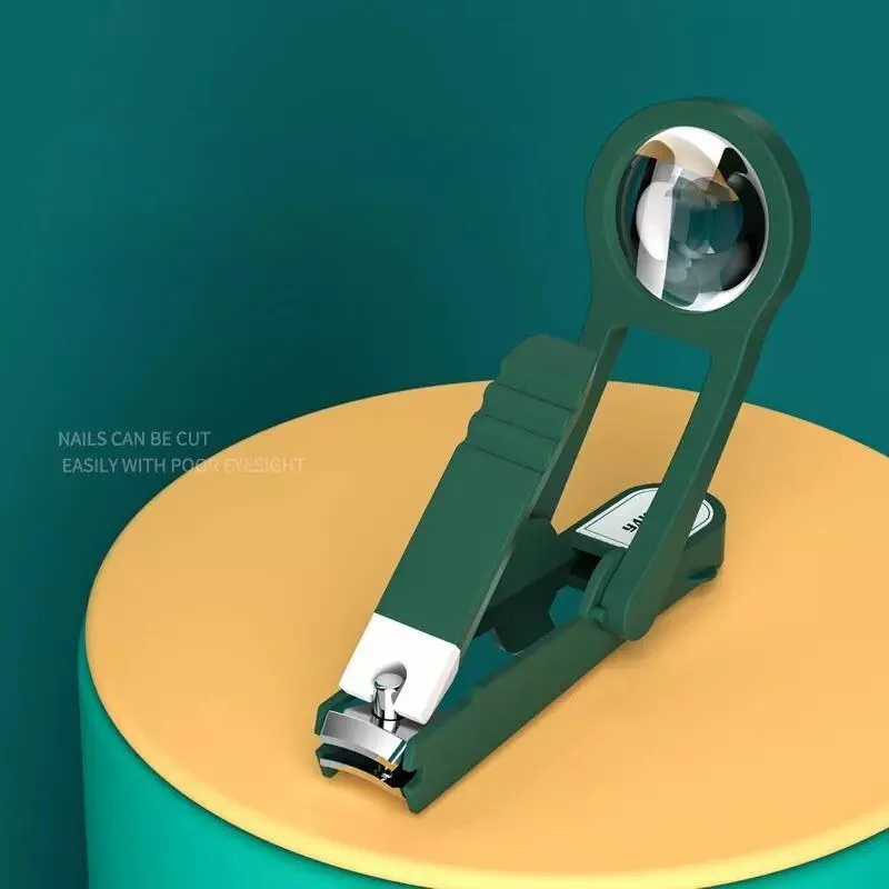 Elderly Nail Clipper with Magnifying Glass, Anti-splash Design, Multi-functional Pedicure Nail Cutter Tool