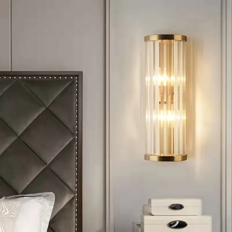 Moderne Kristallen Wandlamp Creatieve Roestvrijstalen Gouden Bed Woonkamer Achtergronddecoratie Led Binnenverlichting Voor Thuis