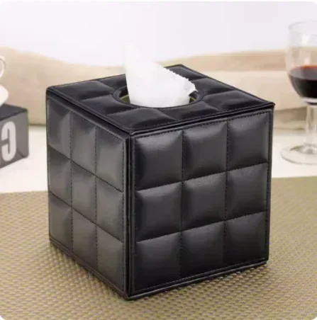 Modern Minimalism Creative Square Leather Tissue Box, Roll Paper Tube, Home, Restaurant, Napkin Drawer Car Tissue Holder