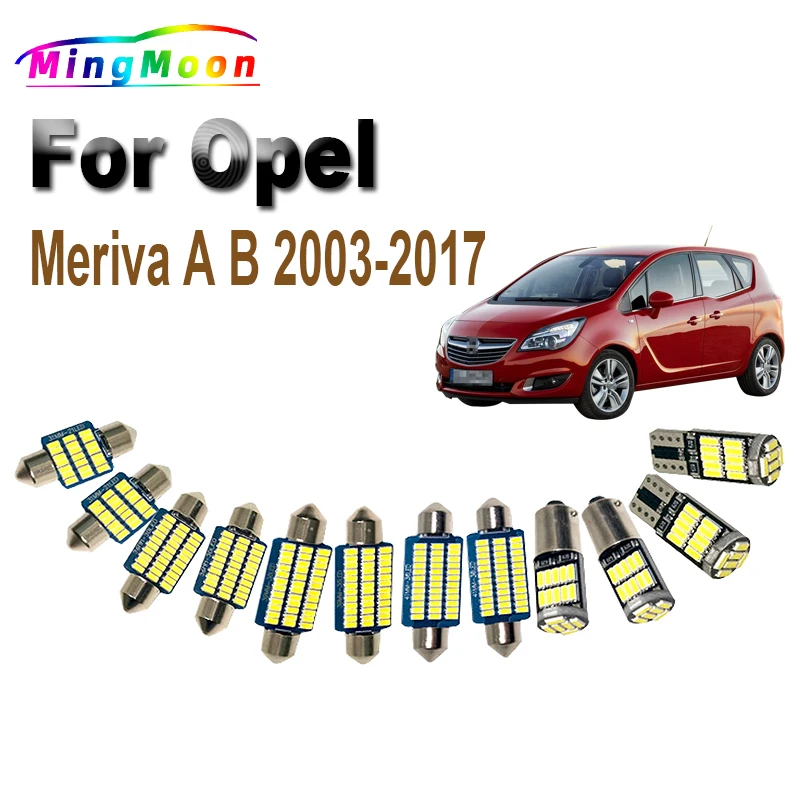 Car Bulb Accessories For Opel Vauxhall Meriva A B 2003 2005 - 2011 2014 2015 2016 2017 Door Lamp LED Interior Map Dome Light Kit