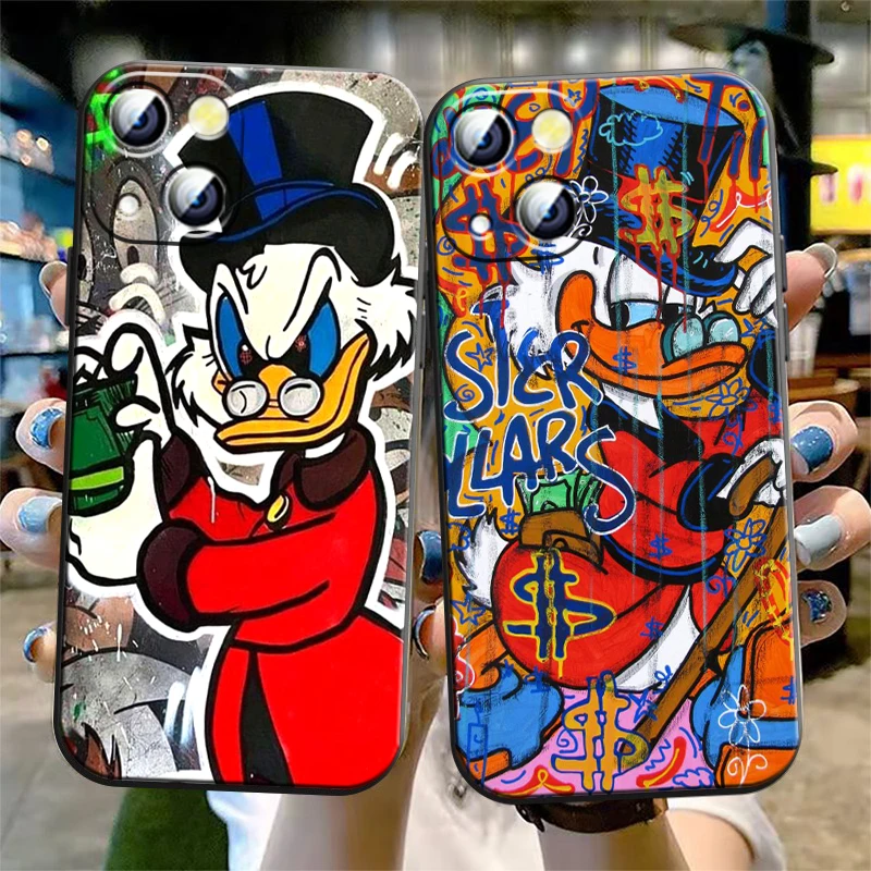 McDuck Scrooge Cool Apple iPhone Case For 15 14 13 12 11 Mini XS XR X 6S 6 Pro Max Plus Black Soft Cover