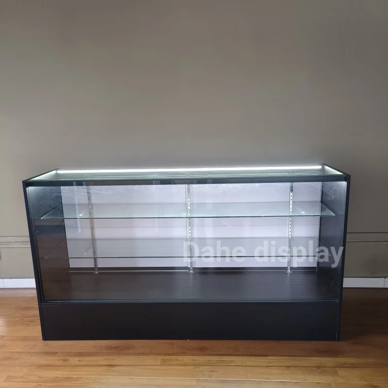 

custom.48 inch display showcase with LED and lock Glass cabinet Counter Aluminum Frame Smoke Shop Showcase for Retail