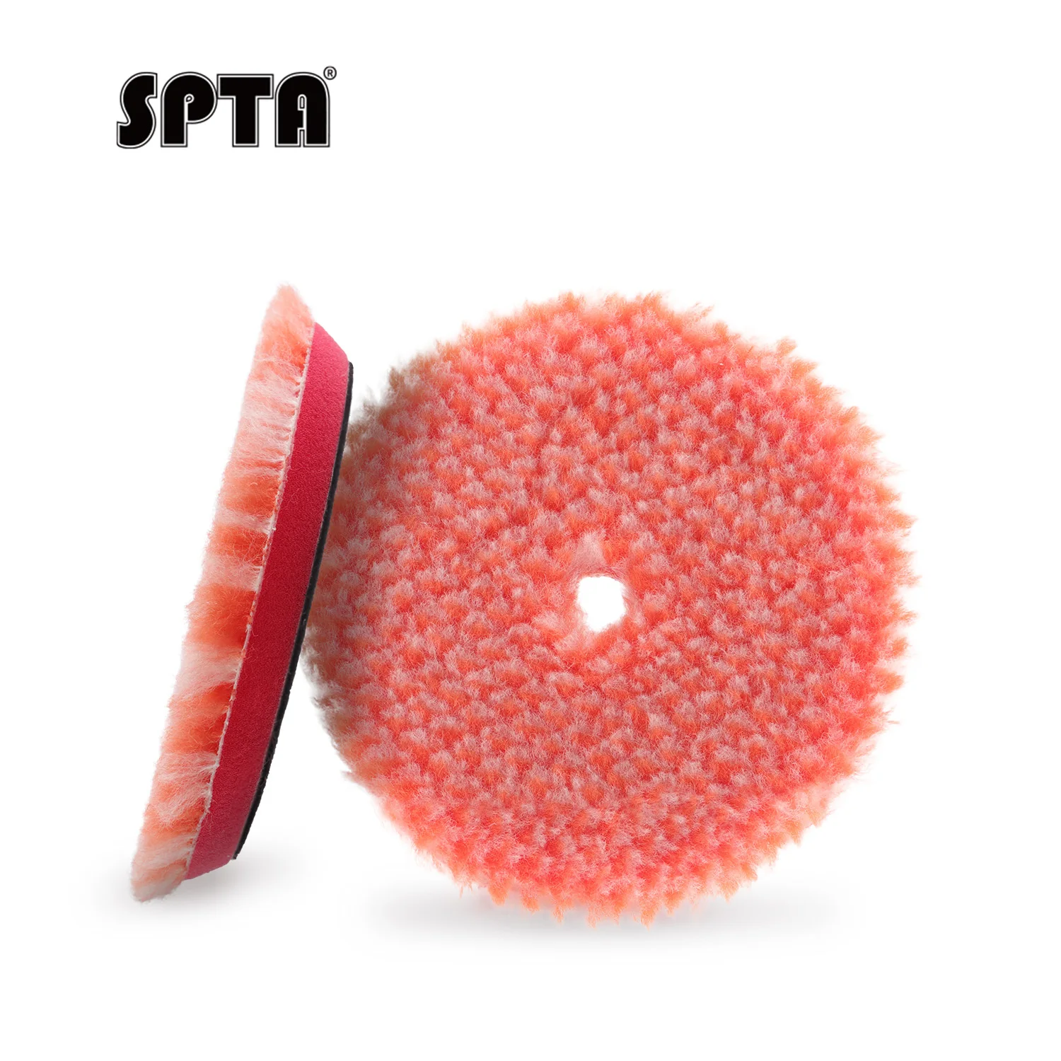 

SPTA 20Pcs Orange White T140 Heavy Cut Long Wool Polishing Buffing Pads Kit for Car Polisher Remove Sanding Marks Deep Scratches