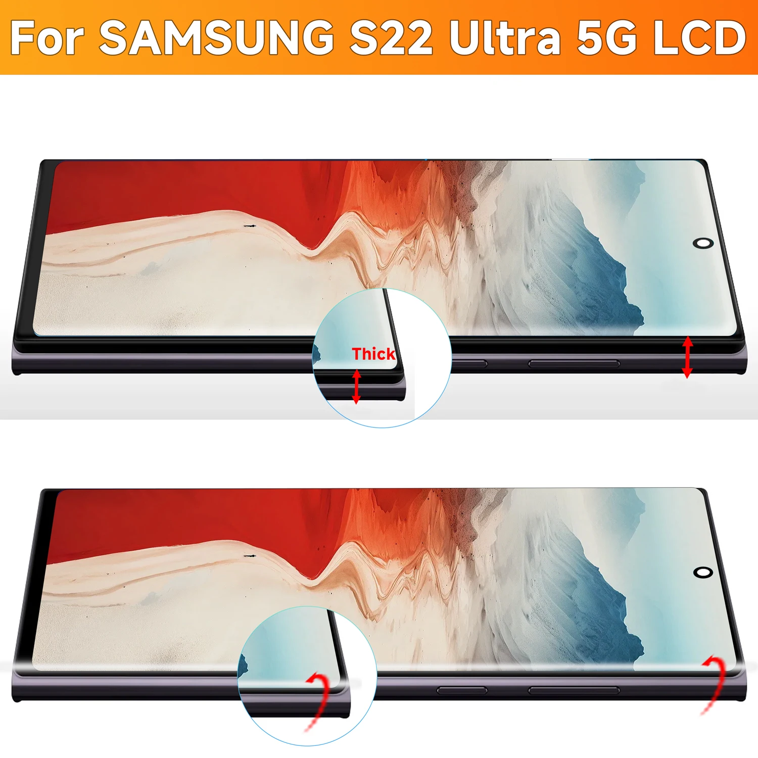 Testowany zamiennik wyświetlacza S22 Ultra do Samsung S22 Ultra 5G S908 S908B S908U S908W S908E Zespół digitizera ekranu dotykowego LCD