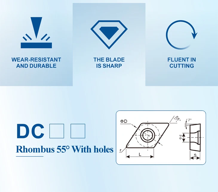SUREWEL 10 Stück CNC-Drehmeißeleinsätze aus Edelstahl DCGT070202 DCGT070204 DCGT11T302 DCGT11T304 Feinddrehmeißeleinsätze für Innenlöcher – Detail 2