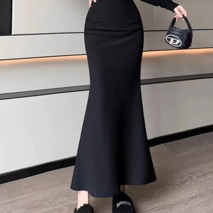 

Half Length Skirt Women's Spring and Summer New Korean Version Fashionable Versatile High Waist Solid Color