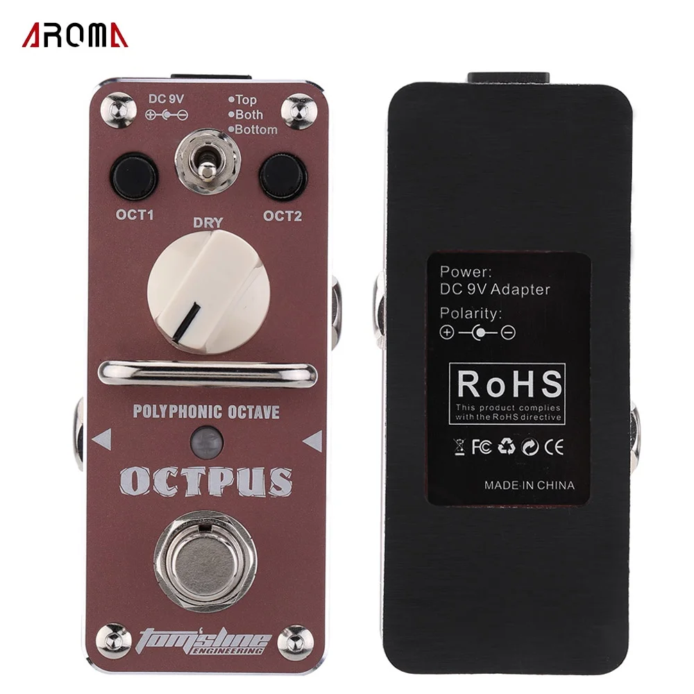 AROMA AOS-3 True Bypass Octpus Polyphonic Octave Electric Guitar Effect Pedal Mini Single Effect Processor Guitar Accessories