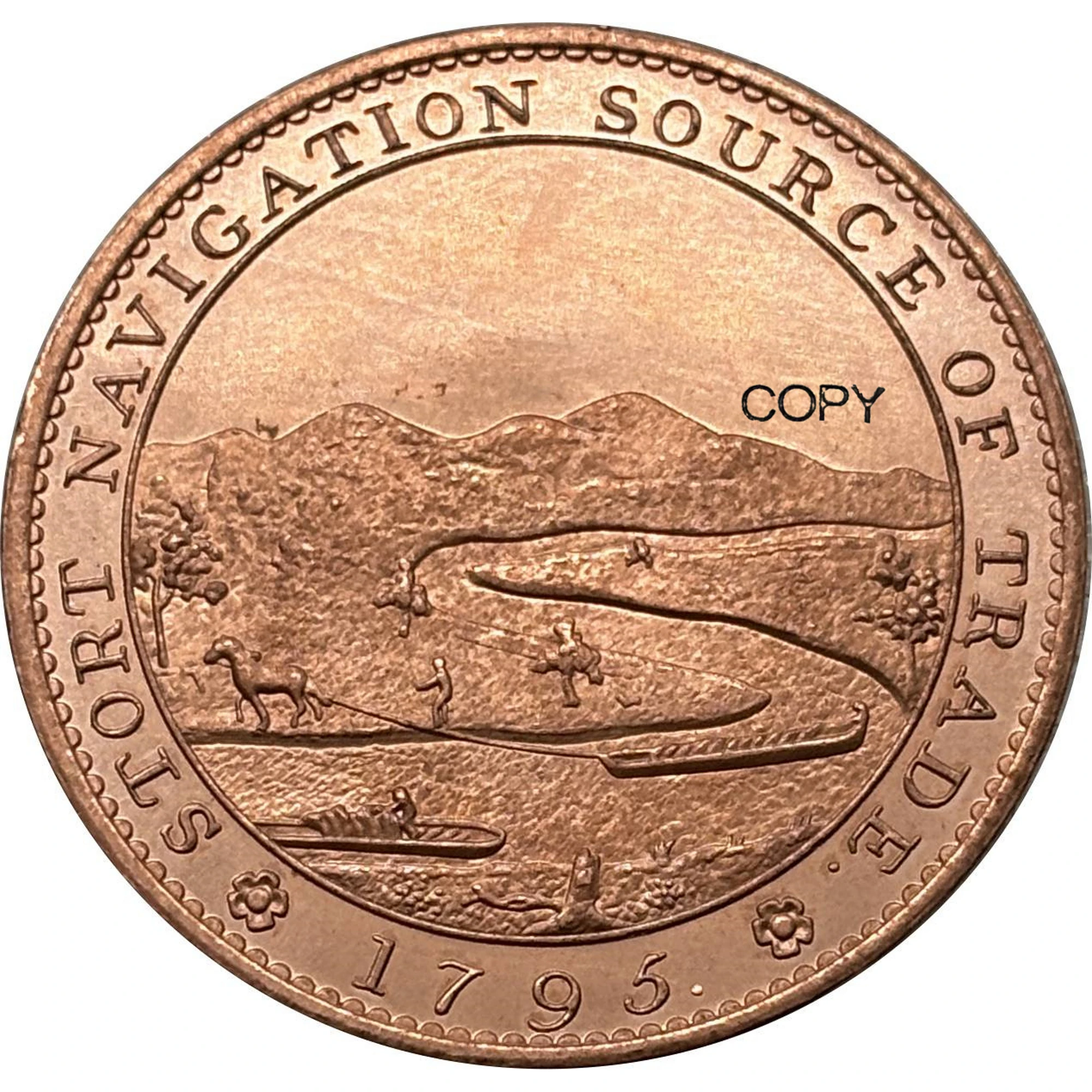 Reino Unido 1795 1/2 medio Penny Herts George Jackson comerciante Tokens copia moneda Moneda monedas coleccionables
