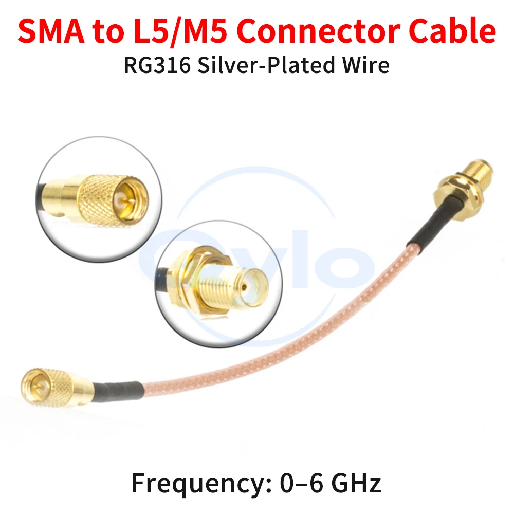 SMA to M5 Connector Accelerometer RF Cable L5 Vibration Test Jumper Cable RG316 Feedline (1 pcs)
