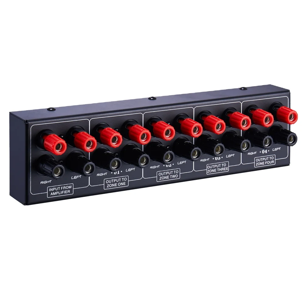 300W 1 Input 4 Output Power Amplifier and Audio 4 Zone Audio Signal Switcher Single Audio Input Distributor Panel Signal Booster